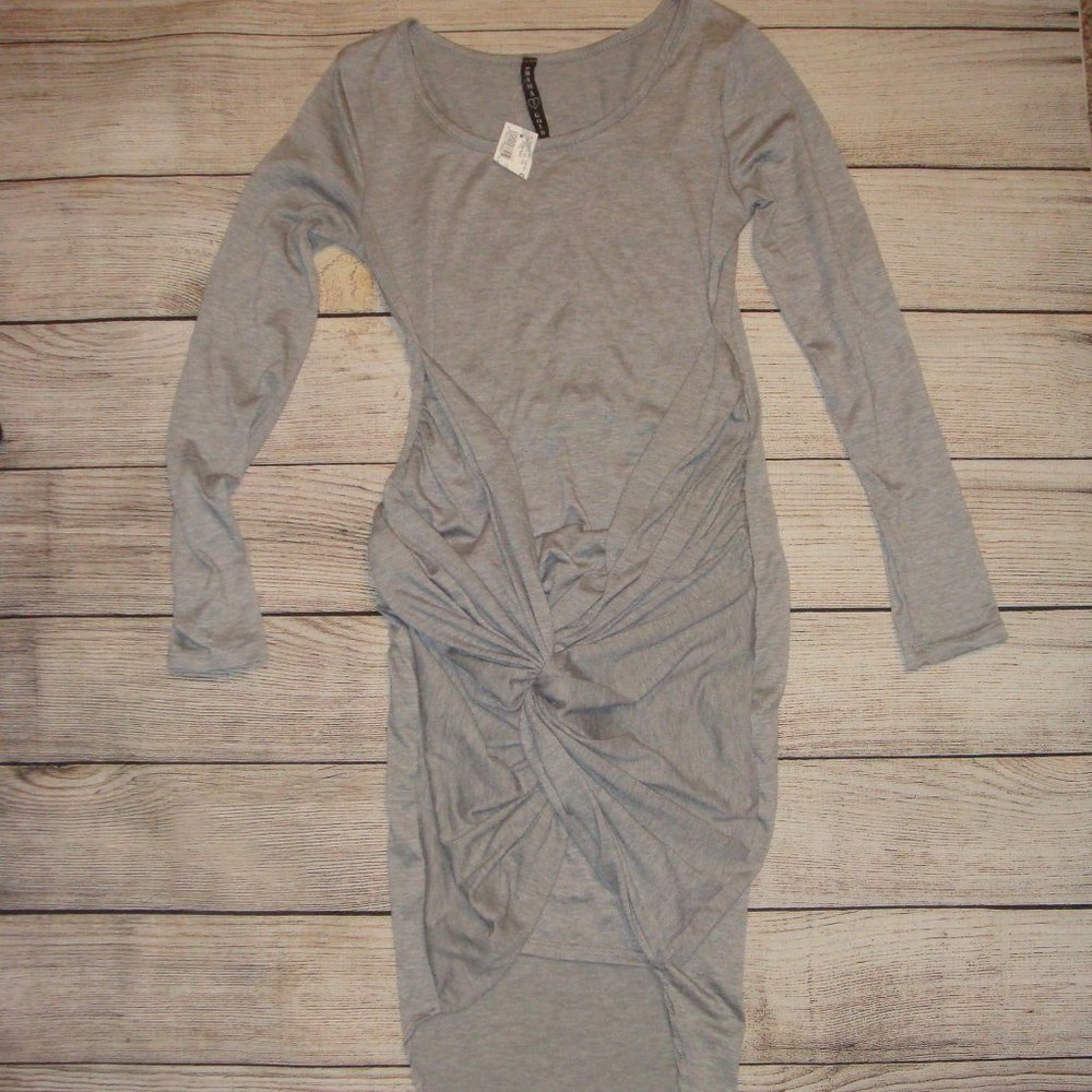 Drama Gold Twist Front Long Sleeve Dress S